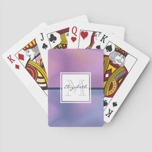 Jeu De Cartes Monogramme Abstrait moderne violet et rose (dos)
