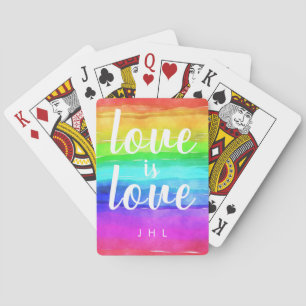 Jeu De Cartes Monogramme arc-en-ciel gay pride aquarelle