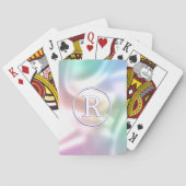 Jeu De Cartes Monogramme blanc 3D en cercle, Iridescente (dos)