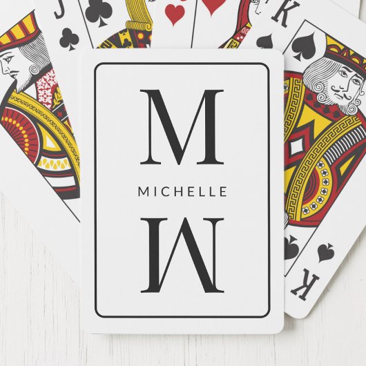 Jeu De Cartes Monogramme blanc Simple Élégant Nom initial modern