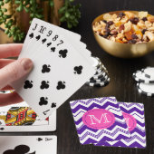Jeu De Cartes Monogramme blanc violet Motif Chevron (In Situ)