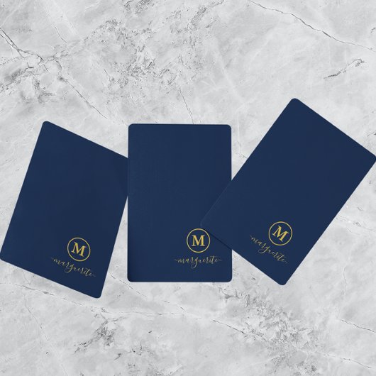 Jeu De Cartes Monogramme bleu marine et or