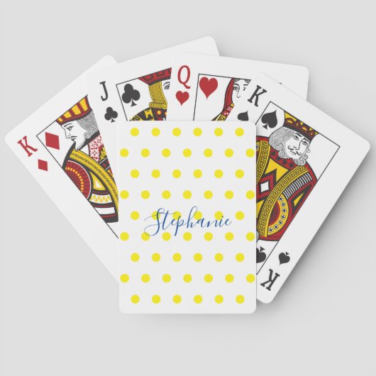 Jeu De Cartes Monogramme Bleu Pois Jaune Cute Moderne (dos)