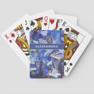 Jeu De Cartes Monogramme bleu violet blanc abstrait rayure motif