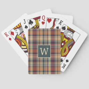 Jeu De Cartes Monogramme Brown rustique et plaqué crème