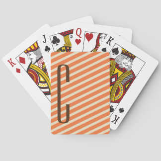 Jeu De Cartes Monogramme Brown sur bandes diagonales orange rétr