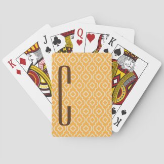 Jeu De Cartes Monogramme Brown sur Motif Orange rétro