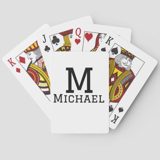 Jeu De Cartes Monogramme capital masculin ajouter nom simple cla (dos)