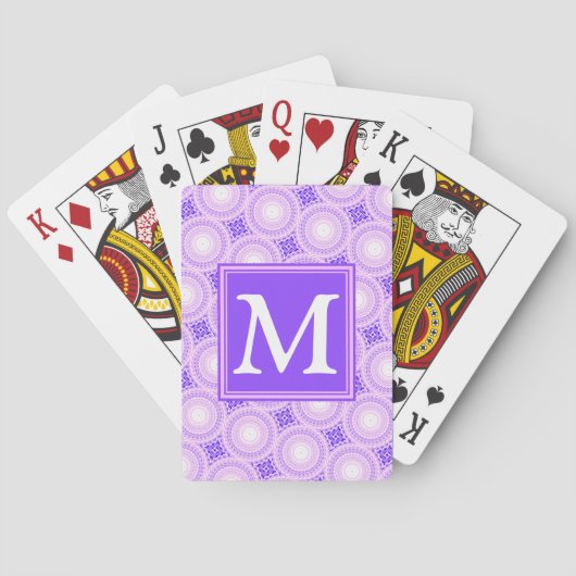 Jeu De Cartes Monogramme cercles violets motif (dos)