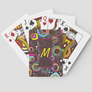 Jeu De Cartes Monogramme circulaire rétro des années 1970