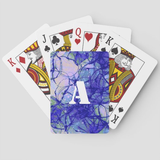 Jeu De Cartes Monogramme Cool Bleu Art Abstrait (dos)