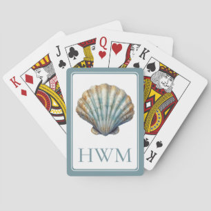 Jeu De Cartes Monogramme Coquille Saint-Jacques Bleu Côtiers