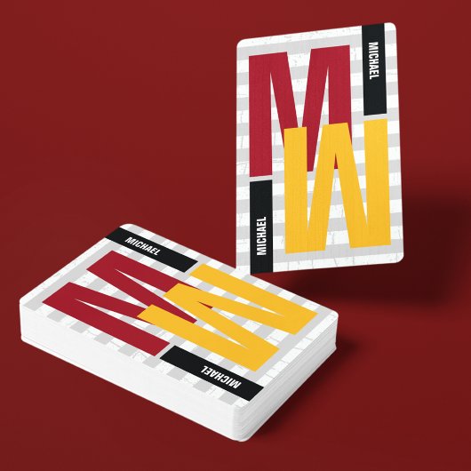 Jeu De Cartes Monogramme Couleur personnalisée Grande Initiale