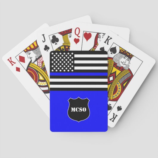 Jeu De Cartes Monogramme d'agent de police {Thin Blue Line} (dos)