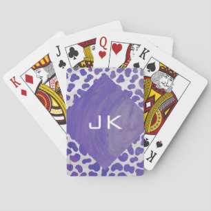 Jeu De Cartes Monogramme Dalmatien violet et blanc
