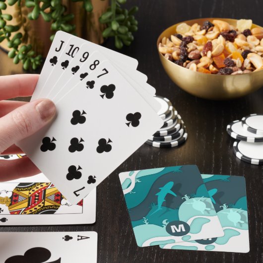 Jeu De Cartes Monogramme d'art Abstrait cool requin (In Situ)