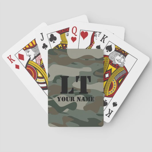Jeu De Cartes Monogramme de camouflage de l'armée verte (dos)