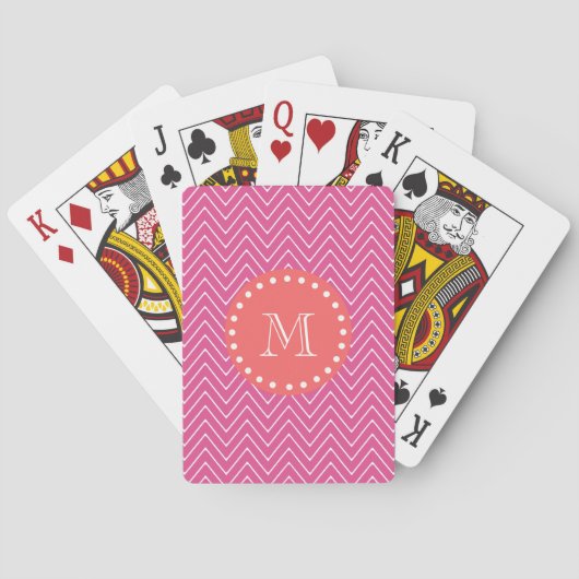 Jeu De Cartes Monogramme de corail du motif | de Chevron de (dos)