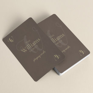 Jeu De Cartes Monogramme de famille sur Grayish Brown
