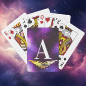 Jeu De Cartes Monogramme de galaxie violette à aile dorée
