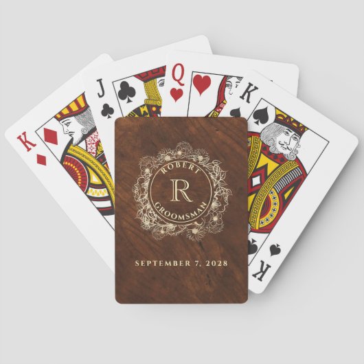 Jeu De Cartes Monogramme de garçon d'honneur rustique (dos)