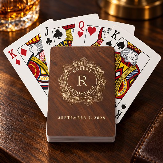 Jeu De Cartes Monogramme de garçon d'honneur rustique