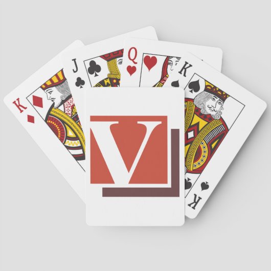 Jeu De Cartes Monogramme de lettre V minimaliste gras (dos)