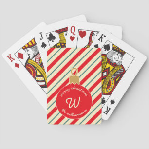 Jeu De Cartes Monogramme de l'ornement des fêtes rouges