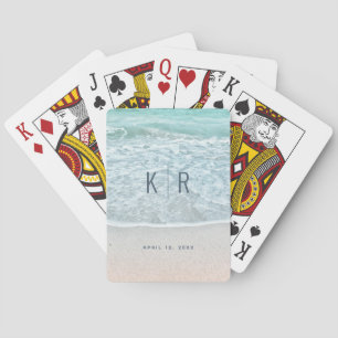 Jeu De Cartes Monogramme de mariage tropical Ocean & Sandy Beach