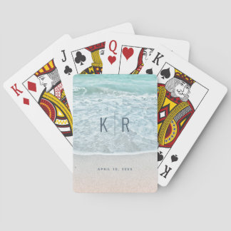 Jeu De Cartes Monogramme de mariage tropical Ocean & Sandy Beach