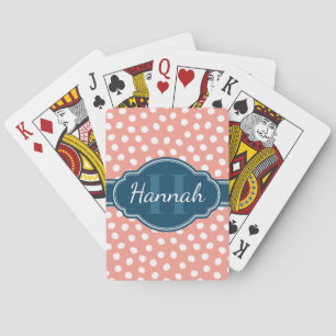 Jeu De Cartes Monogramme de marine Motif rose blanc pointillé