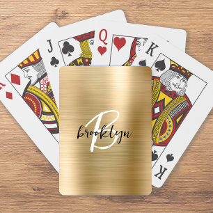 Jeu De Cartes Monogramme de métal brossé or noir et blanc 