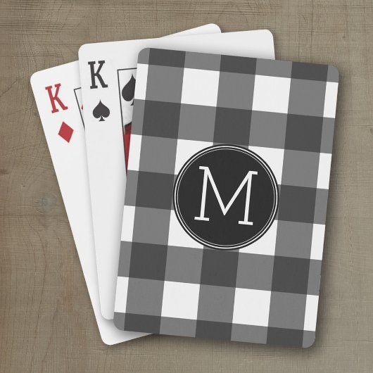 Jeu De Cartes Monogramme de Motif de buffle noir blanc rustique