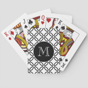 Jeu De Cartes Monogramme de Motif géométrique moderne noir et bl