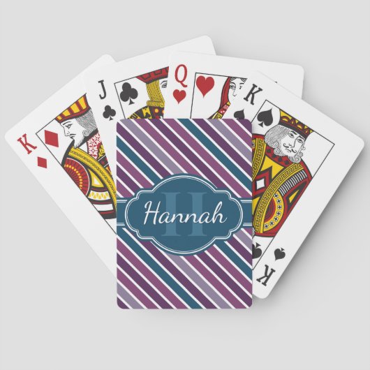 Jeu De Cartes Monogramme de Motif Turquoise Gras Violet (dos)