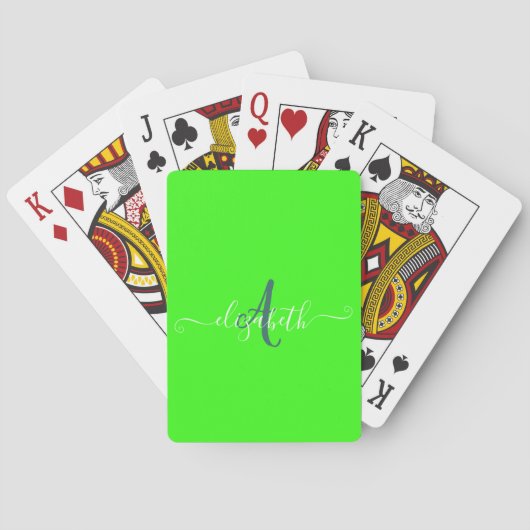 Jeu De Cartes Monogramme de néon fluorescent vert (dos)