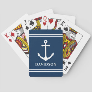 Jeu De Cartes Monogramme de nom de famille avec ancre nautique N