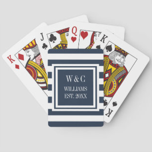 Jeu De Cartes Monogramme de nom de famille personnalisé rayure b