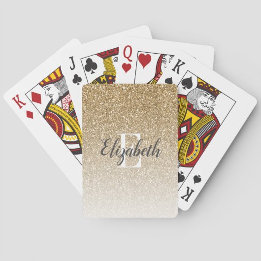Jeu De Cartes Monogramme de Parties scintillant moderne Gold Omb (dos)