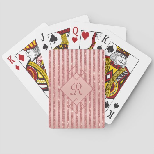 Jeu De Cartes Monogramme de Parties scintillant or Rose fille (dos)