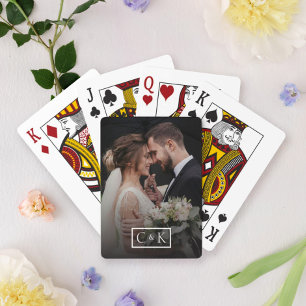 Jeu De Cartes Monogramme de photo de mariage personnalisé