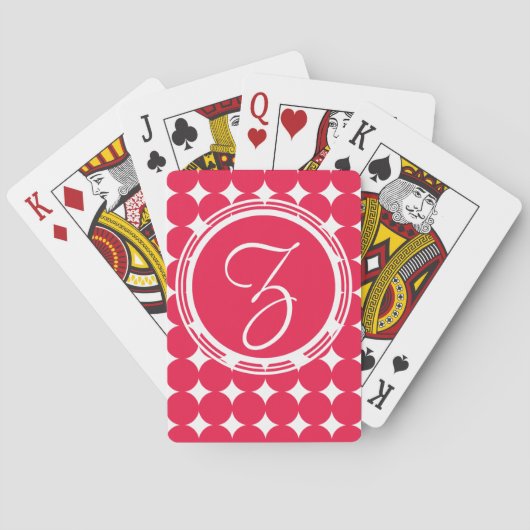 Jeu De Cartes Monogramme de point de polka rouge (dos)