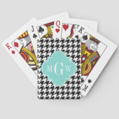 Jeu De Cartes Monogramme de Quatrefoil Aqua noir blanc (dos)