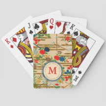 Monogramme de salle de poker personnalisée floral