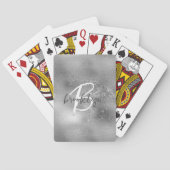 Jeu De Cartes Monogramme de script tendance argent glamour (dos)