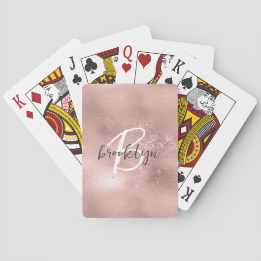Jeu De Cartes Monogramme de script tendance Glam Blush Pink (dos)
