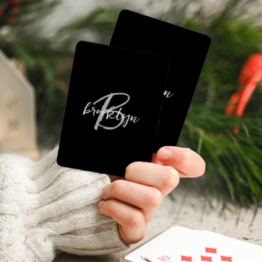Jeu De Cartes Monogramme de script tendance Noir Gris Blanc