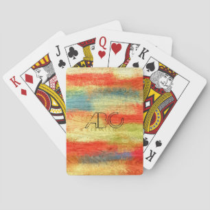 Jeu De Cartes Monogramme de texture de grain de bois coloré