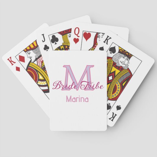 Jeu De Cartes Monogramme de tribu de mariée simple mini-rose rou (dos)