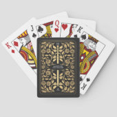 Jeu De Cartes Monogramme d'épée d'or royal noire (dos)